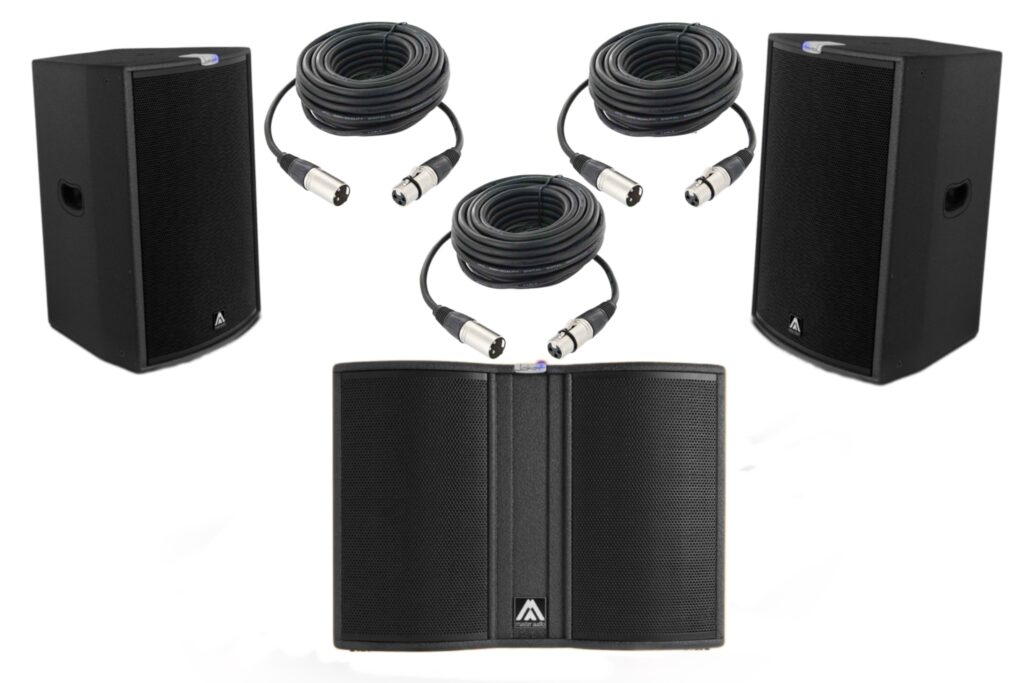 Pack 2 enceintes AMATE AUDIO JK15NA et 1 caisson de basse AMATE AUDIO JK18WA2